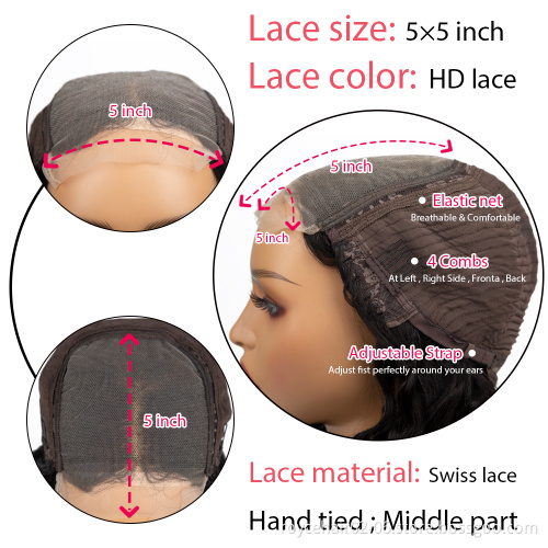 Deep Wave Hair 5x5 Lace Closure Wig Vendor,100% Peruvian Virgin Human Hair,Wholesale Cuticle Aligned Transparent Soft Lace Wigs